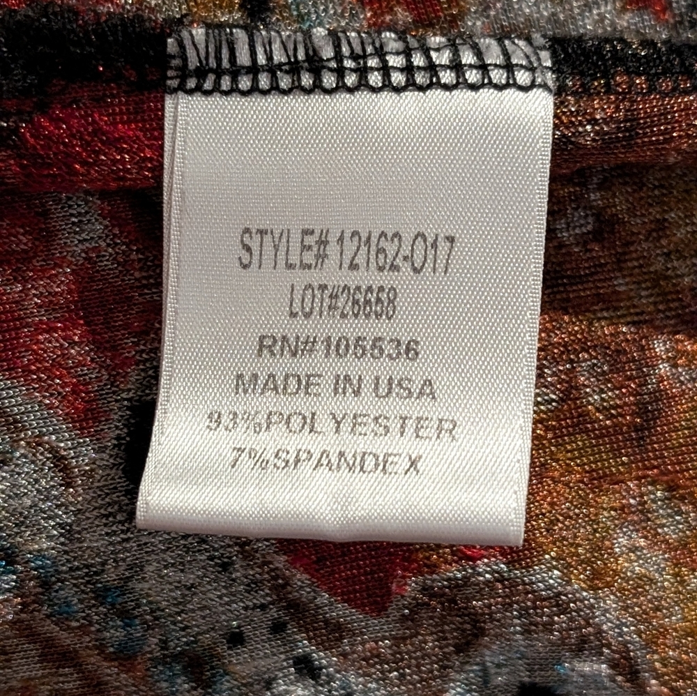 Slinky Brand Women's Velvety Soft Paisley Multi Color Open Front Cardigan Size L - Picture 7 of 8